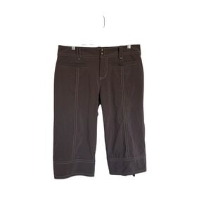 Athleta Capri‎ Pants Capris Brown Stitch Detail Tie Ankle Women's Size 10